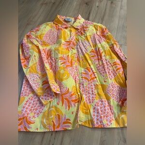 Lilly Pulitzer Yellow and Pink Floral Button-Down Shirt